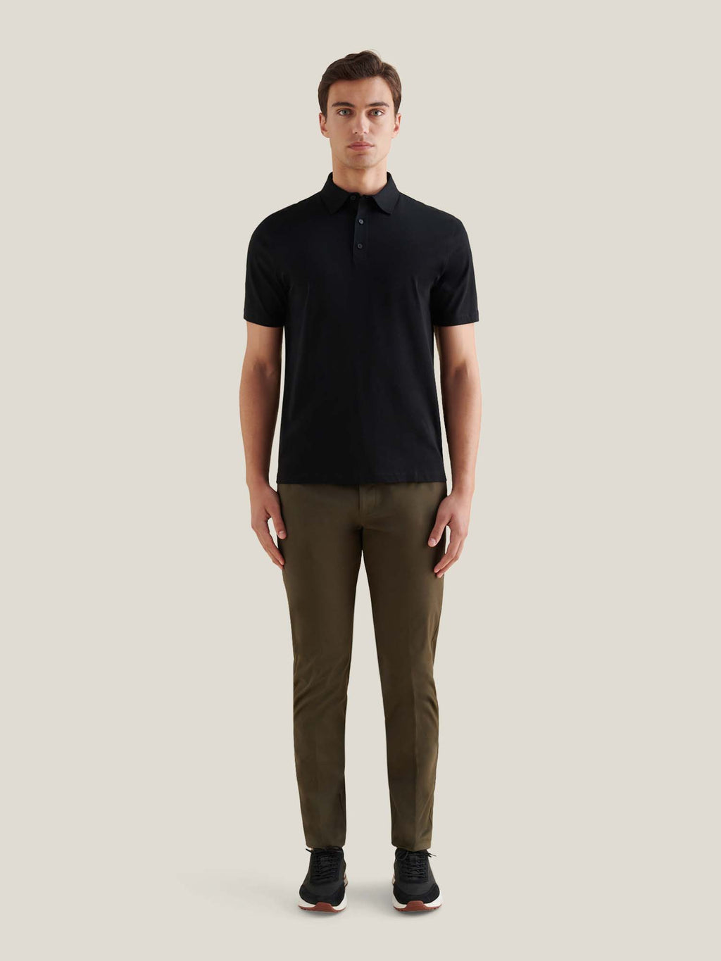 Mercerised Cotton Polo Shirt for Men - Black Casual Wear Top