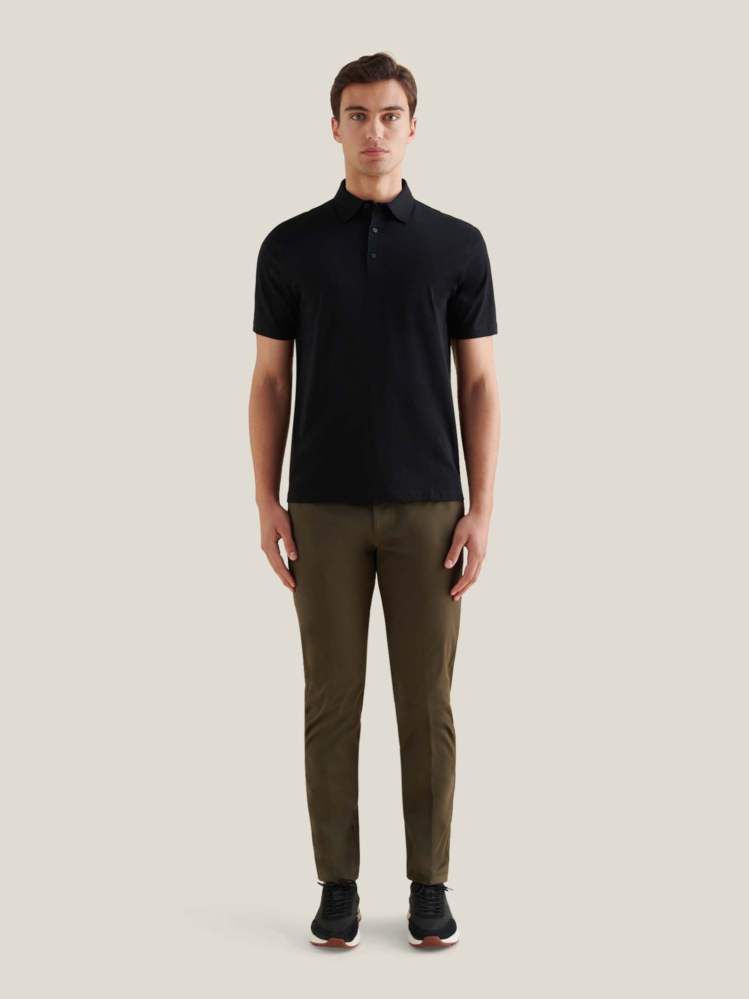 Mercerised Cotton Polo Shirt for Men - Black Casual Wear Top