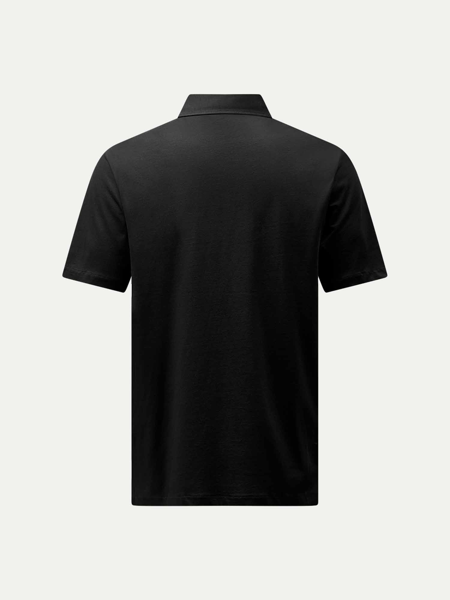Mercerised Cotton Polo Shirt for Men - Black Casual Wear Top