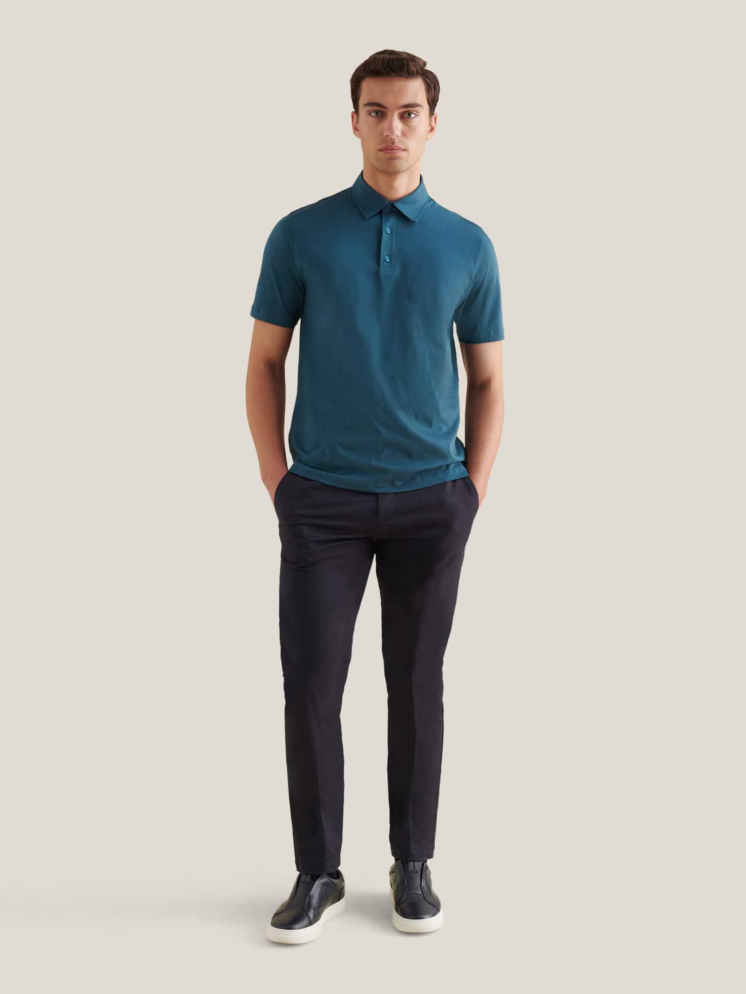 Mercerised Cotton Polo Shirt for Men - Stargazer Color, Casual Wear