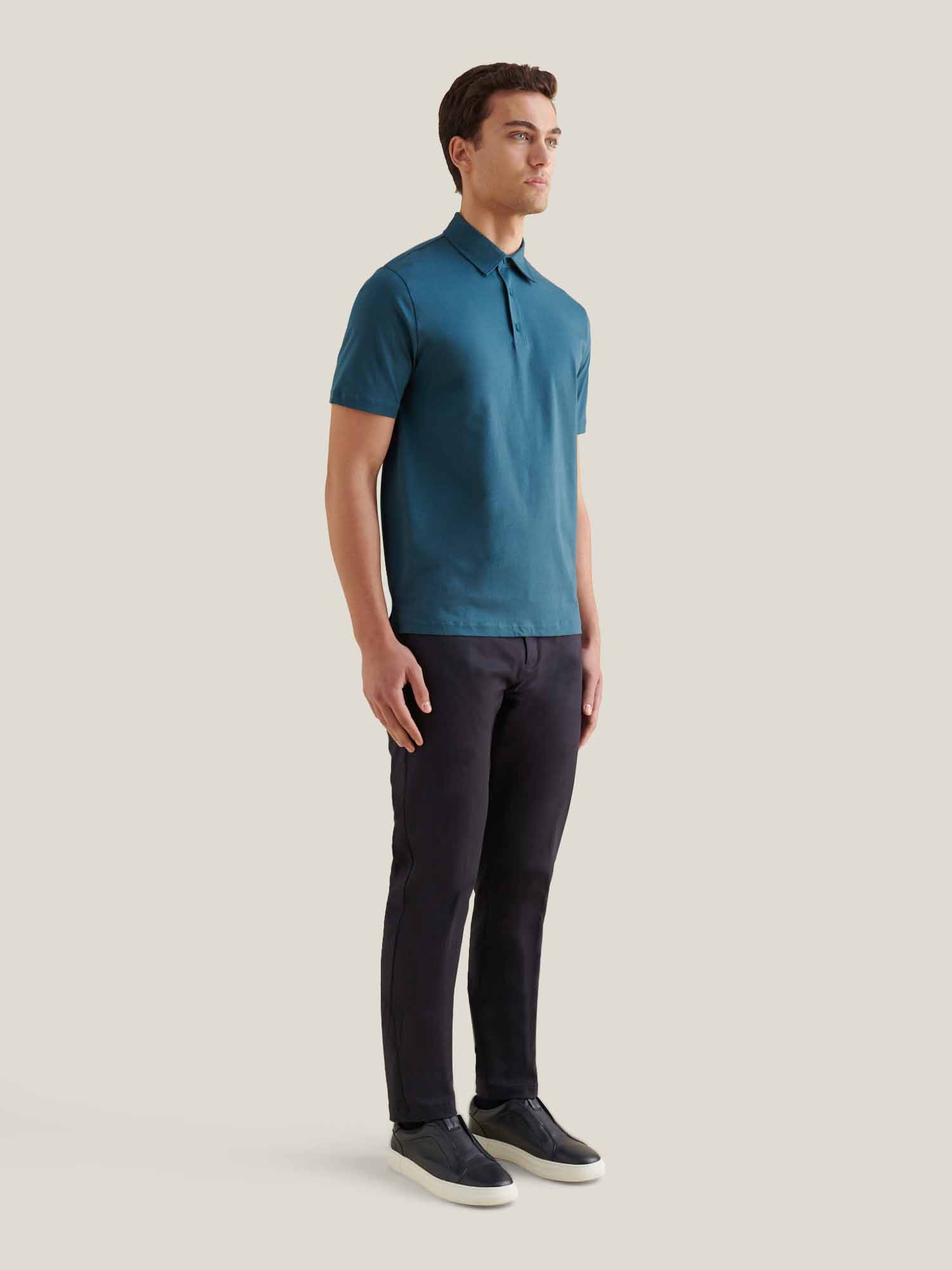 Mercerised Cotton Polo Shirt for Men - Stargazer Color, Casual Wear