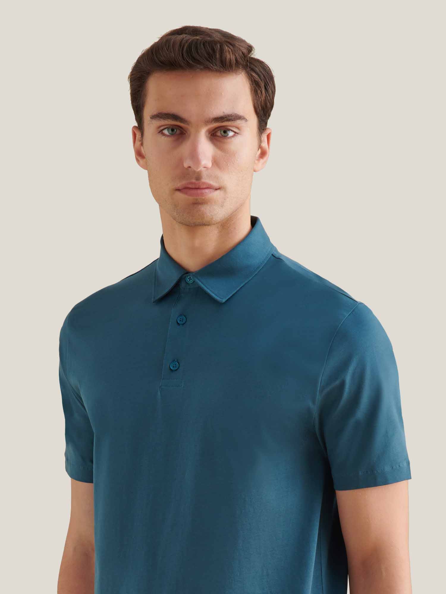 Mercerised Cotton Polo Shirt for Men - Stargazer Color, Casual Wear