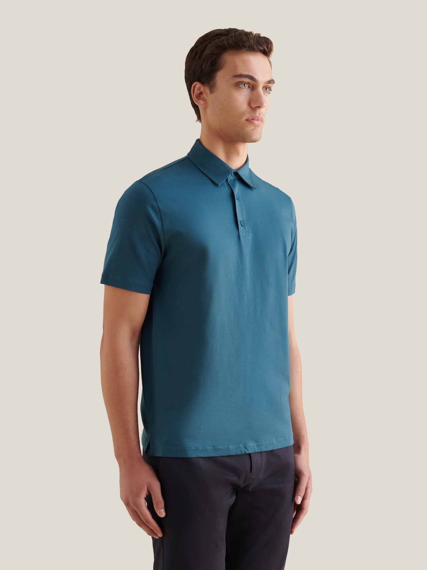 Mercerised Cotton Polo Shirt for Men - Stargazer Color, Casual Wear