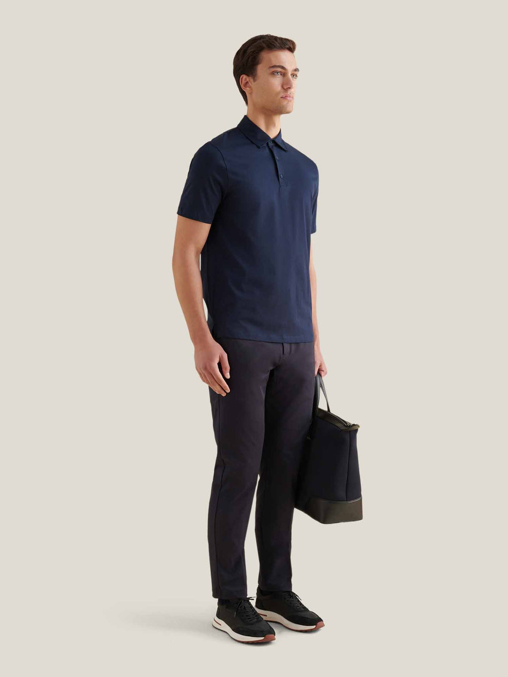 Mercerised Cotton Polo Shirt in Dark Sapphire Navy for Casual Wear