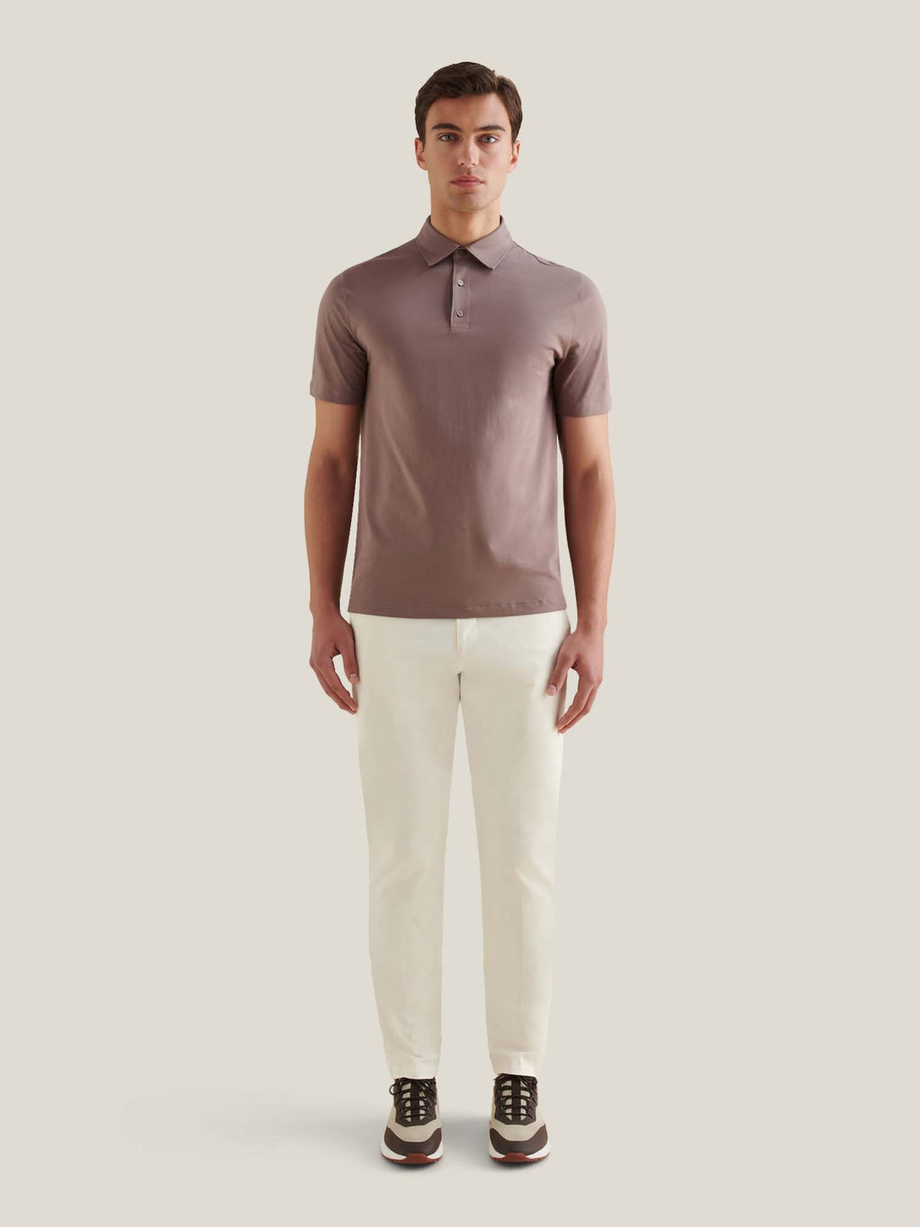 Mercerised Cotton Polo Shirt in Iron - Casual Wear for Men