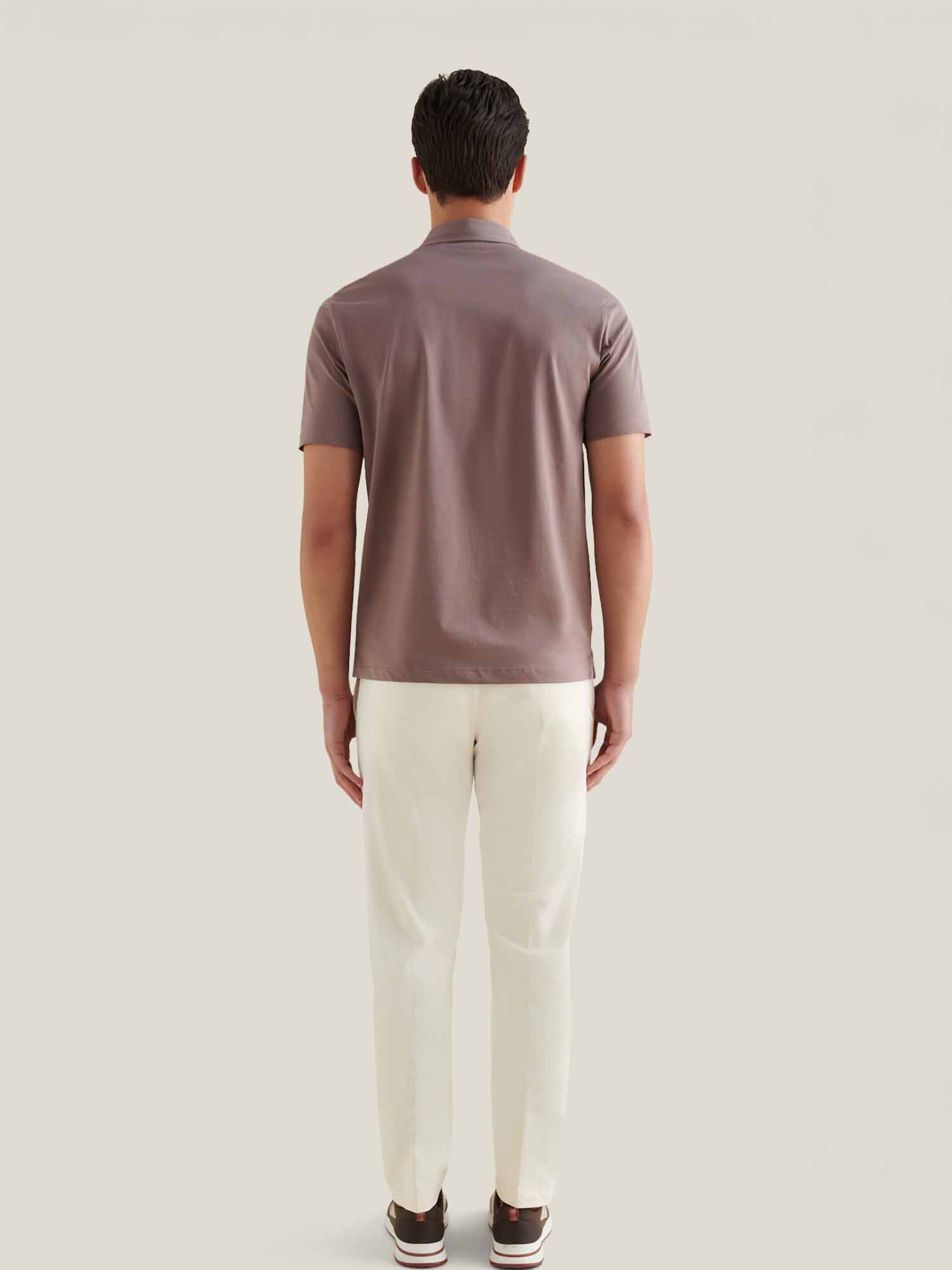 Mercerised Cotton Polo Shirt in Iron - Casual Wear for Men