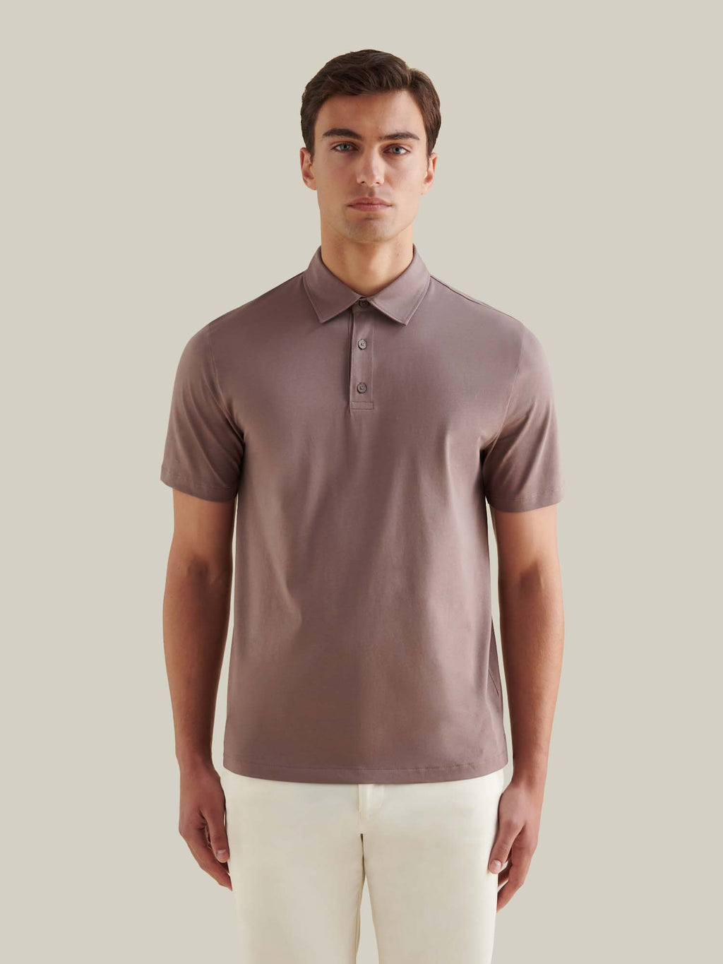 Mercerised Cotton Polo Shirt in Iron - Casual Wear for Men