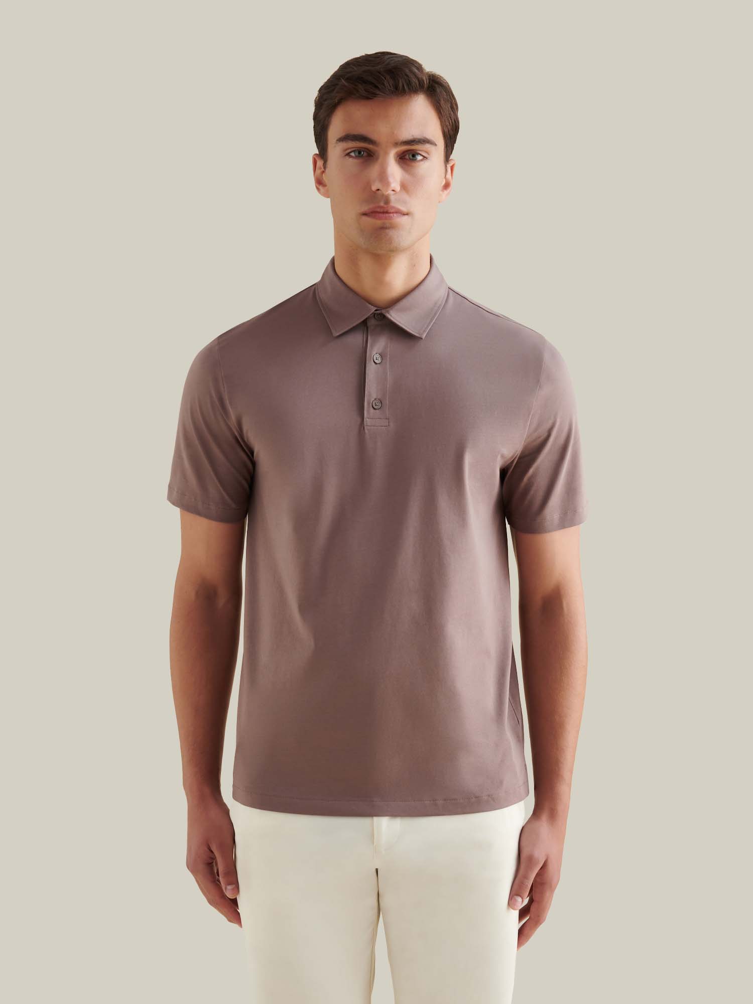 Mercerised Cotton Polo Shirt in Iron - Casual Wear for Men
