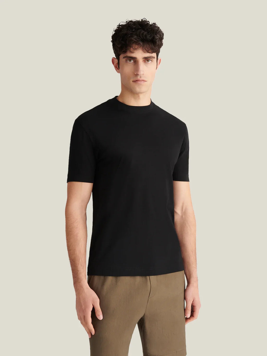 Mercerised Cotton T-Shirt in Black for Casual Wear and Everyday Comfort