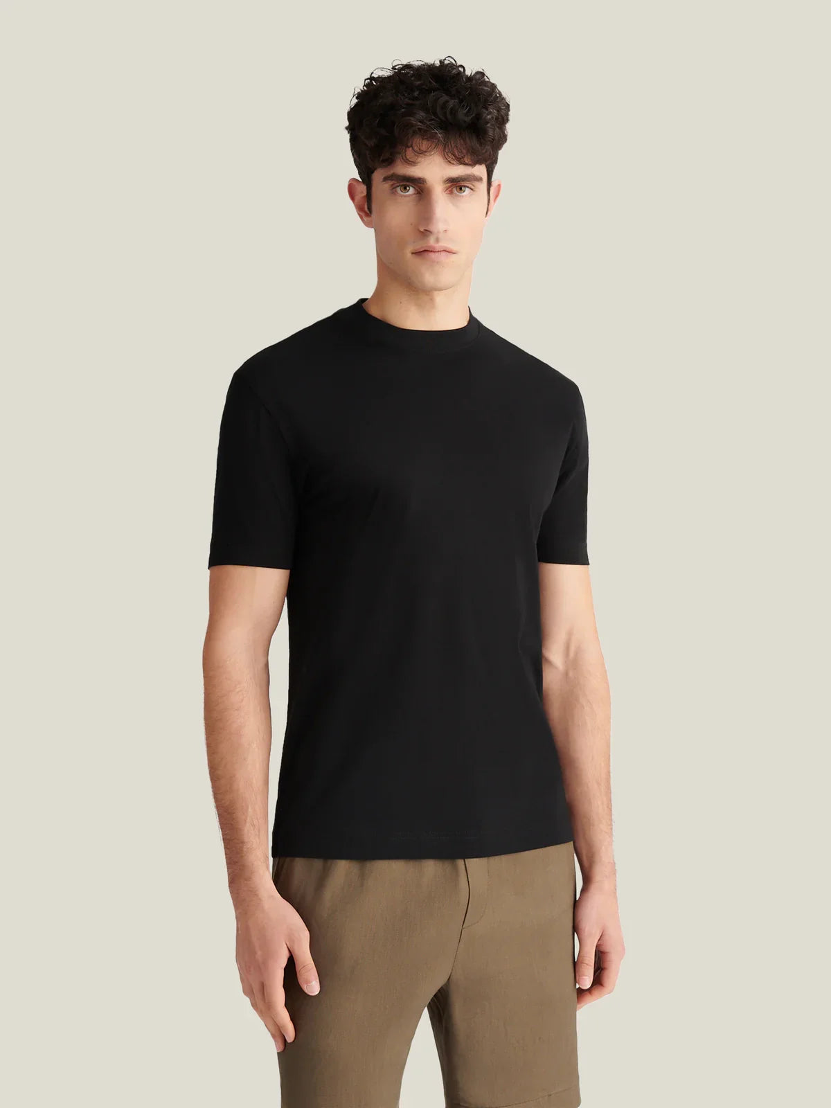 Mercerised Cotton T-Shirt in Black for Casual Wear and Everyday Comfort