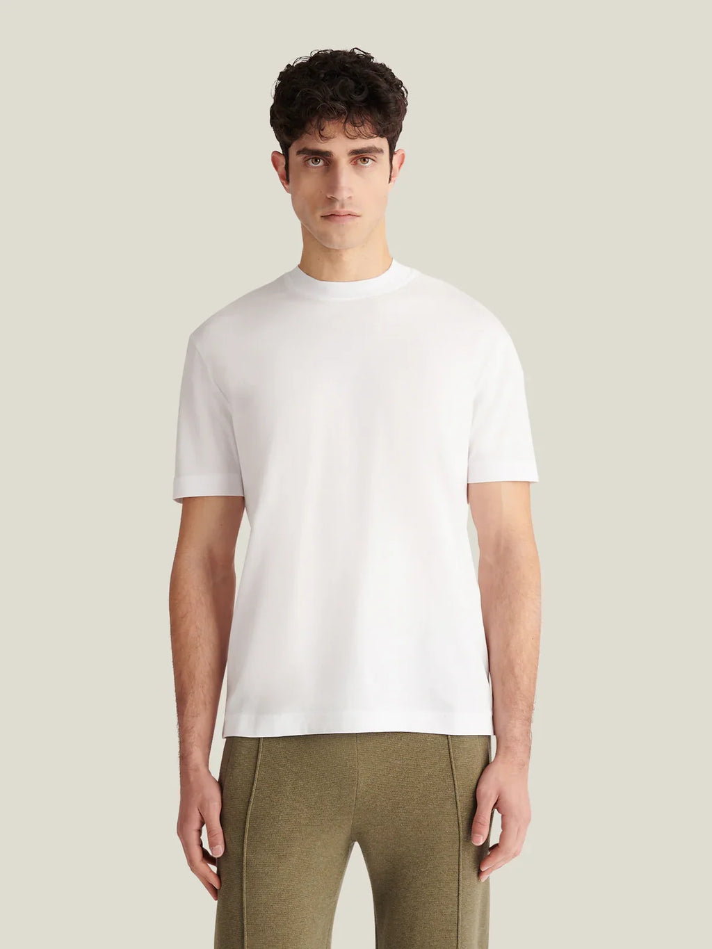 Mercerised Cotton T-Shirt in Bright White for Casual Wear