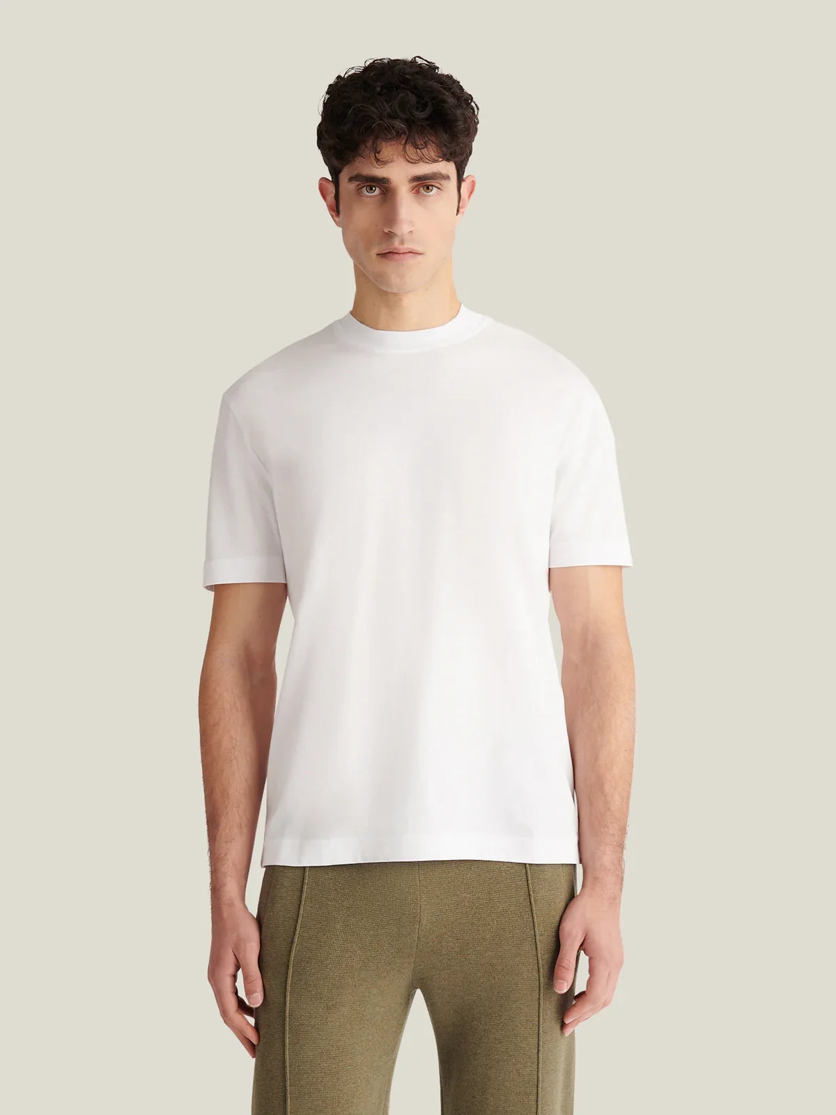 Mercerised Cotton T-Shirt in Bright White for Casual Wear