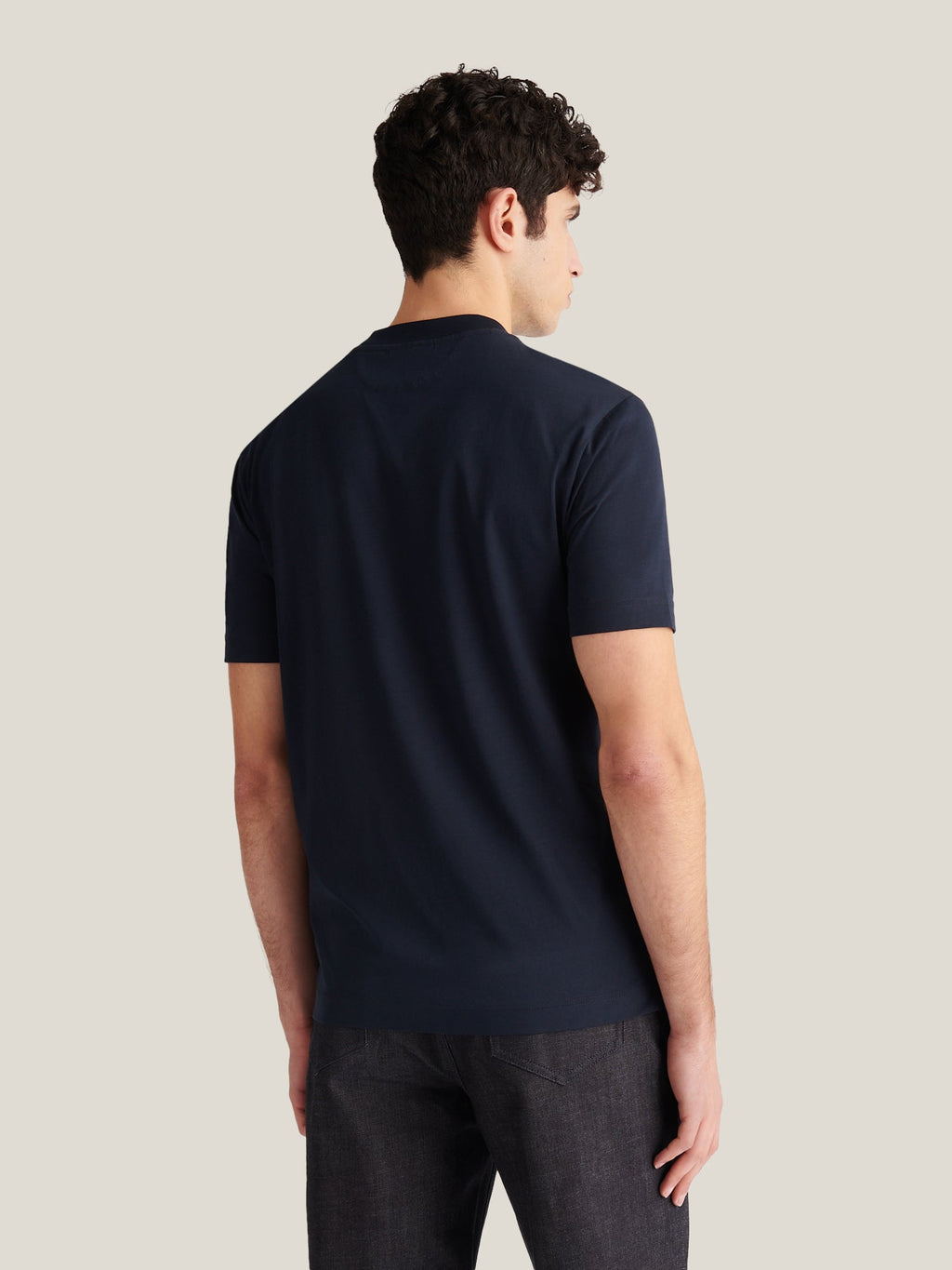Mercerised Cotton T-Shirt in Dark Sapphire Navy - Casual Wear for Men