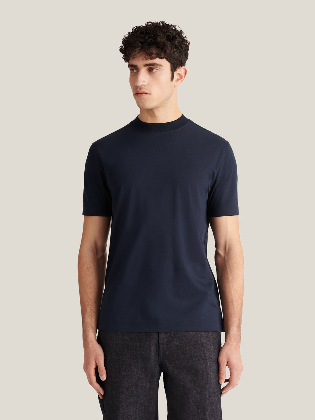 Mercerised Cotton T-Shirt in Dark Sapphire Navy - Casual Wear for Men