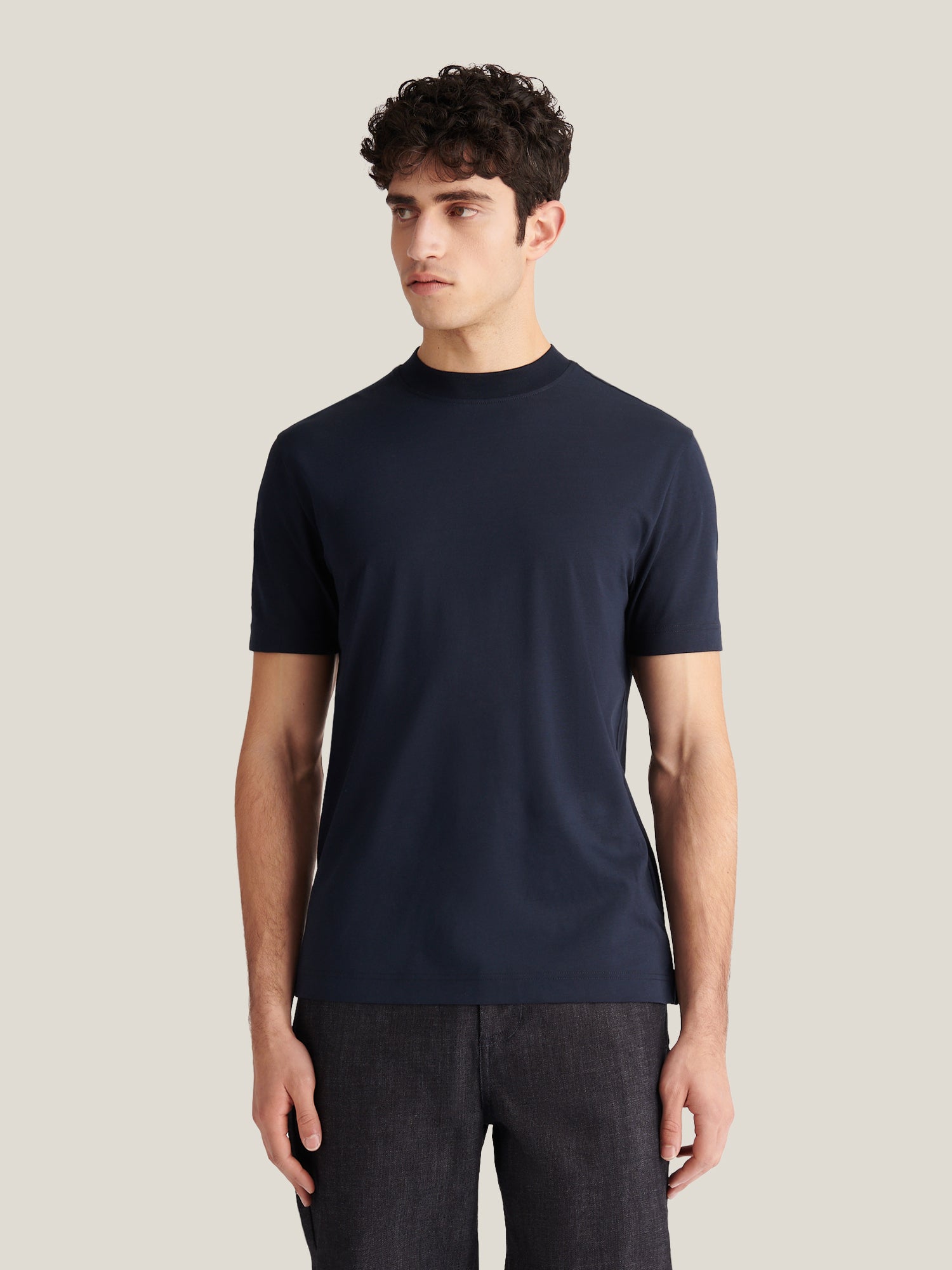 Mercerised Cotton T-Shirt in Dark Sapphire Navy - Casual Wear for Men