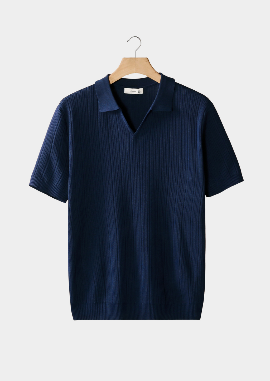 Ribbed Open Collar Polo Shirt for Casual Wear in Soft Cotton Blend