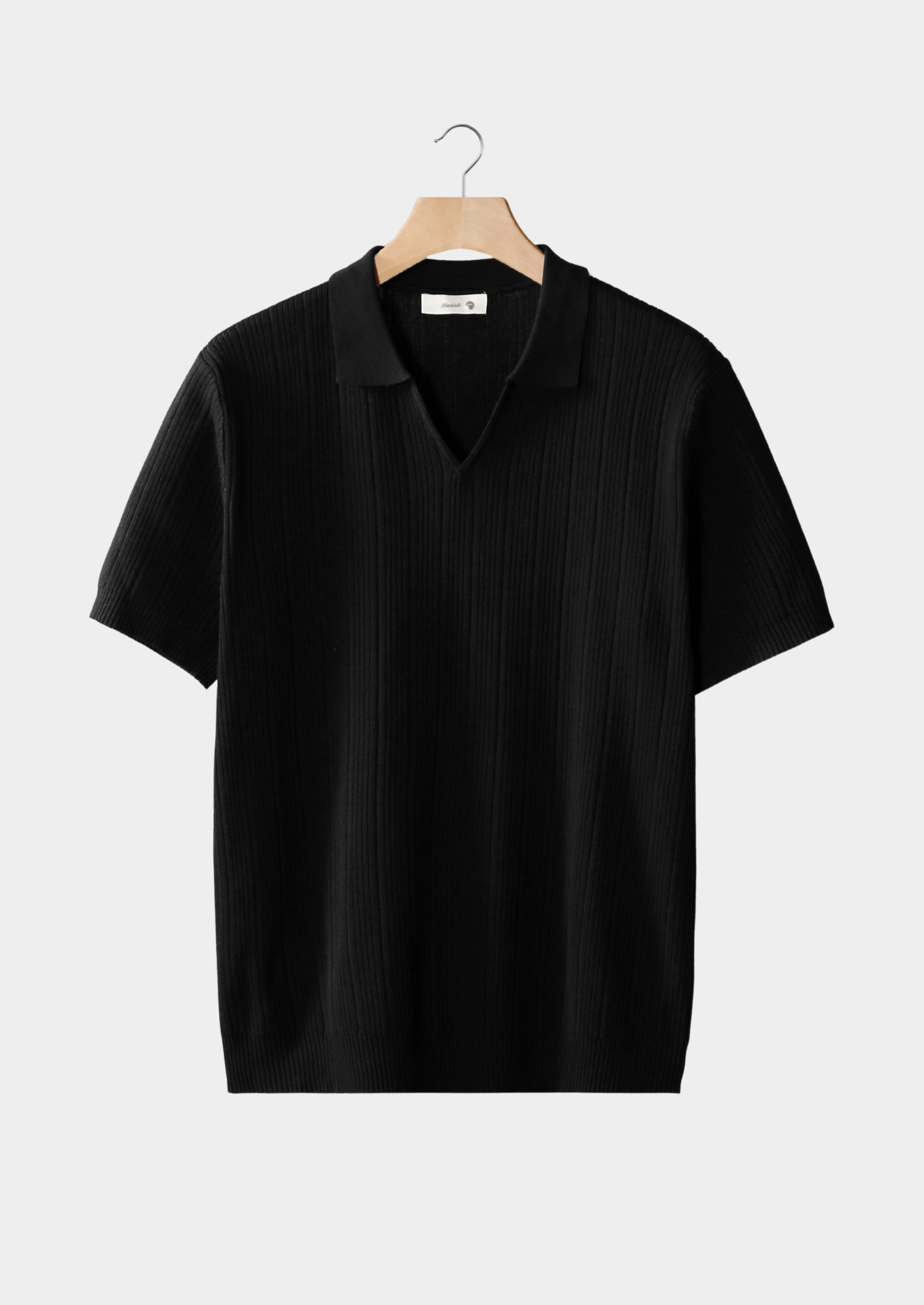 Ribbed Open Collar Polo Shirt for Casual Wear in Soft Cotton Blend