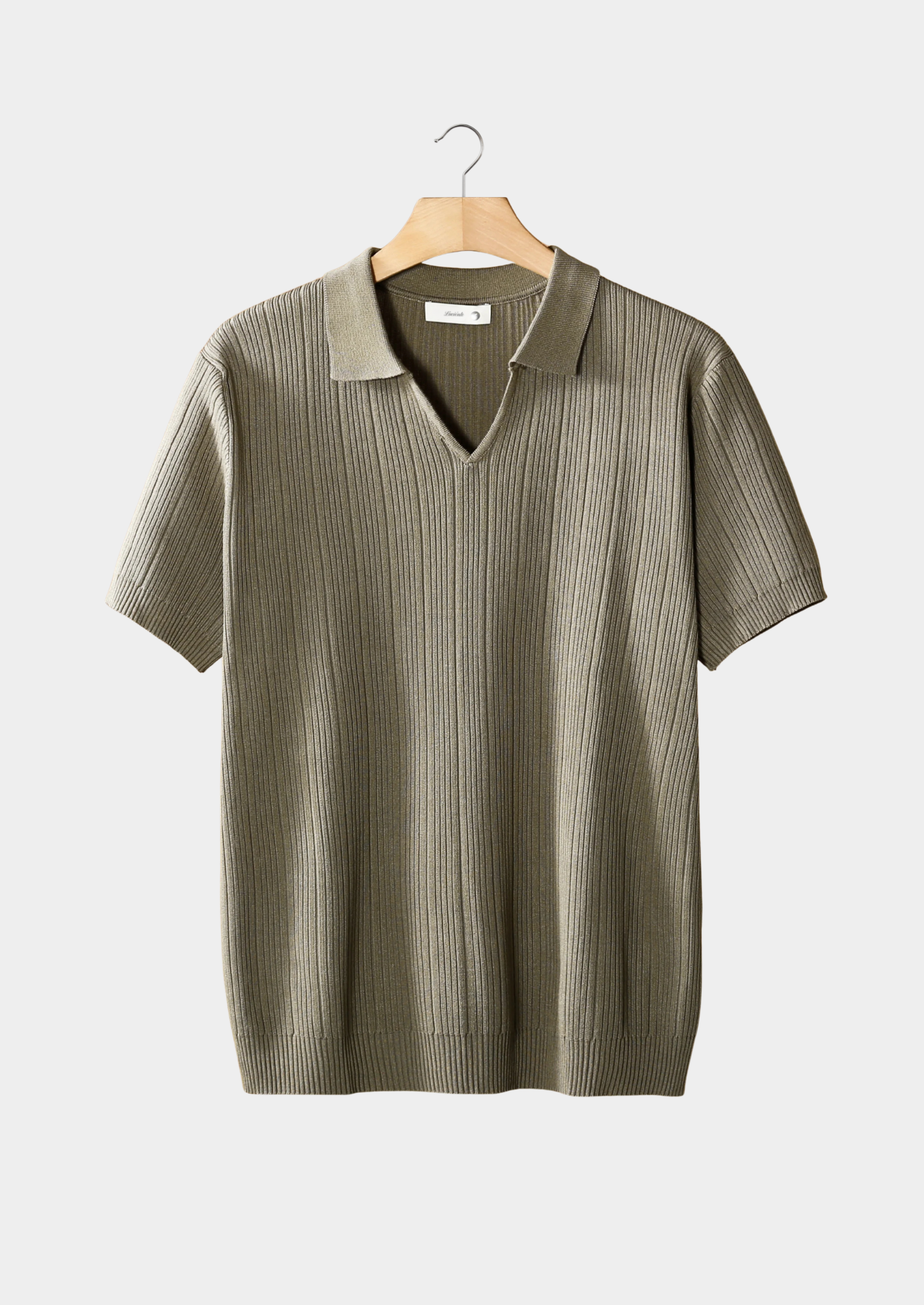 Ribbed Open Collar Polo Shirt for Casual Wear in Soft Cotton Blend