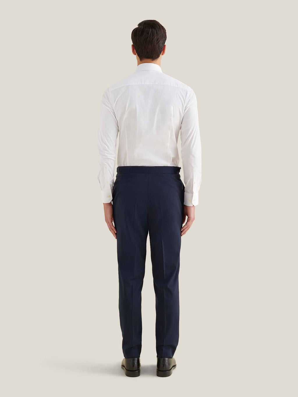 Slim Fit Cotton Poplin High Collar Shirt for Men in Bright White