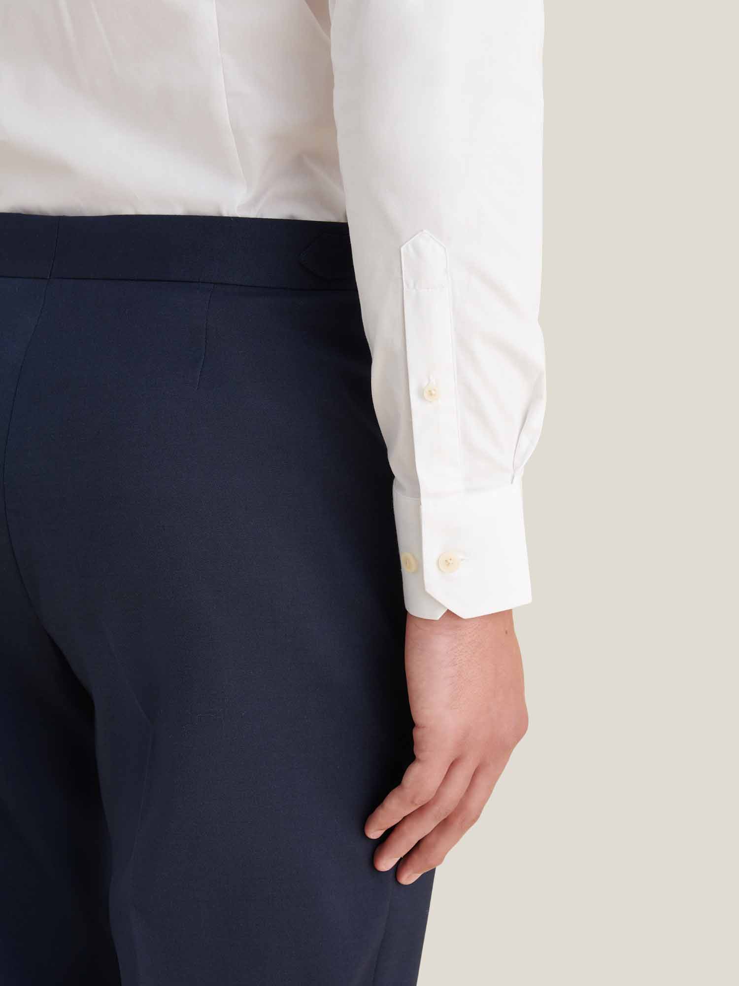 Slim Fit Cotton Poplin High Collar Shirt for Men in Bright White