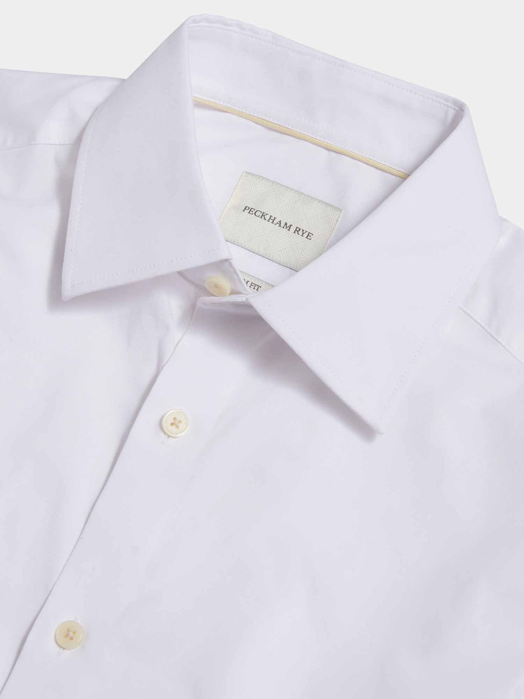 Slim Fit Cotton Poplin High Collar Shirt for Men in Bright White