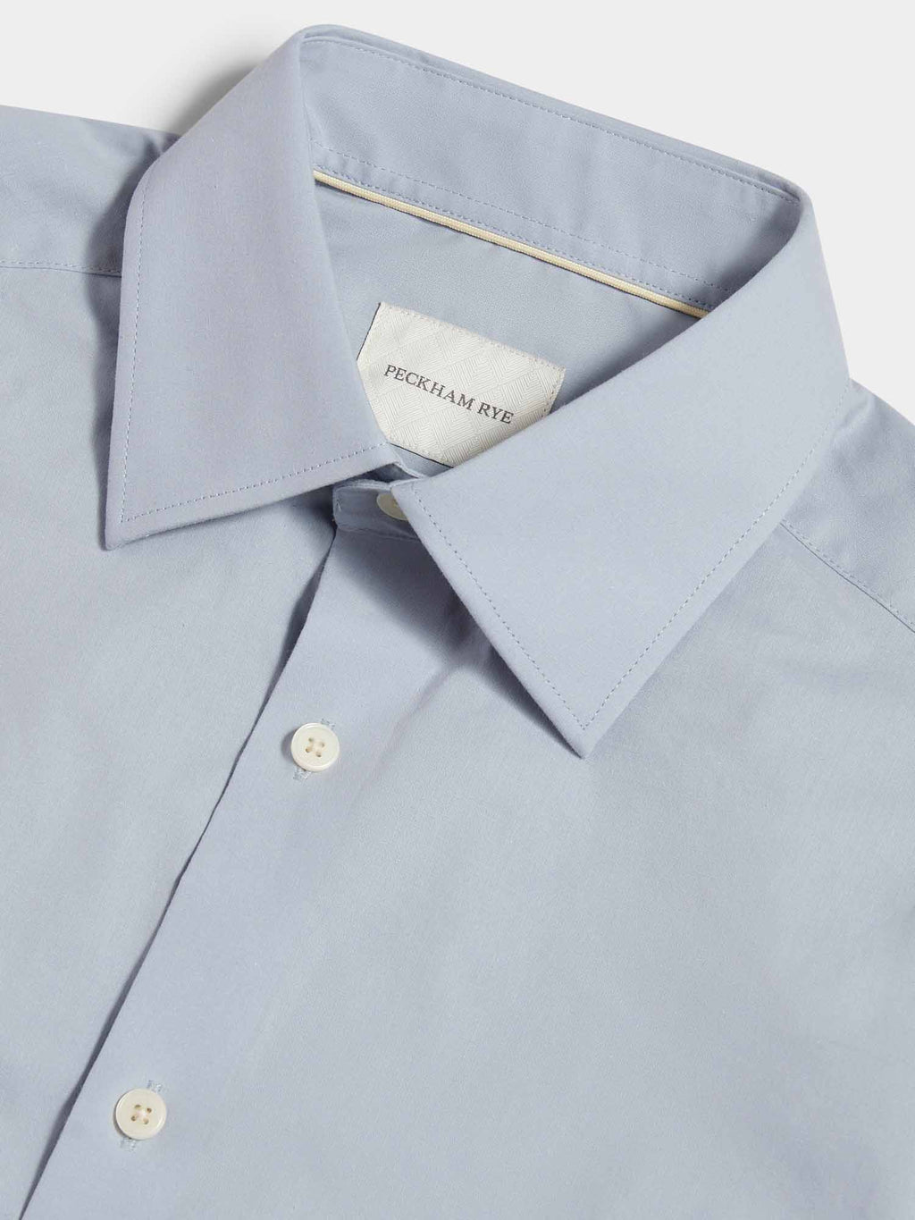 Slim Fit High Collar Cotton Poplin Shirt for Men - Blue Blizzard Color
