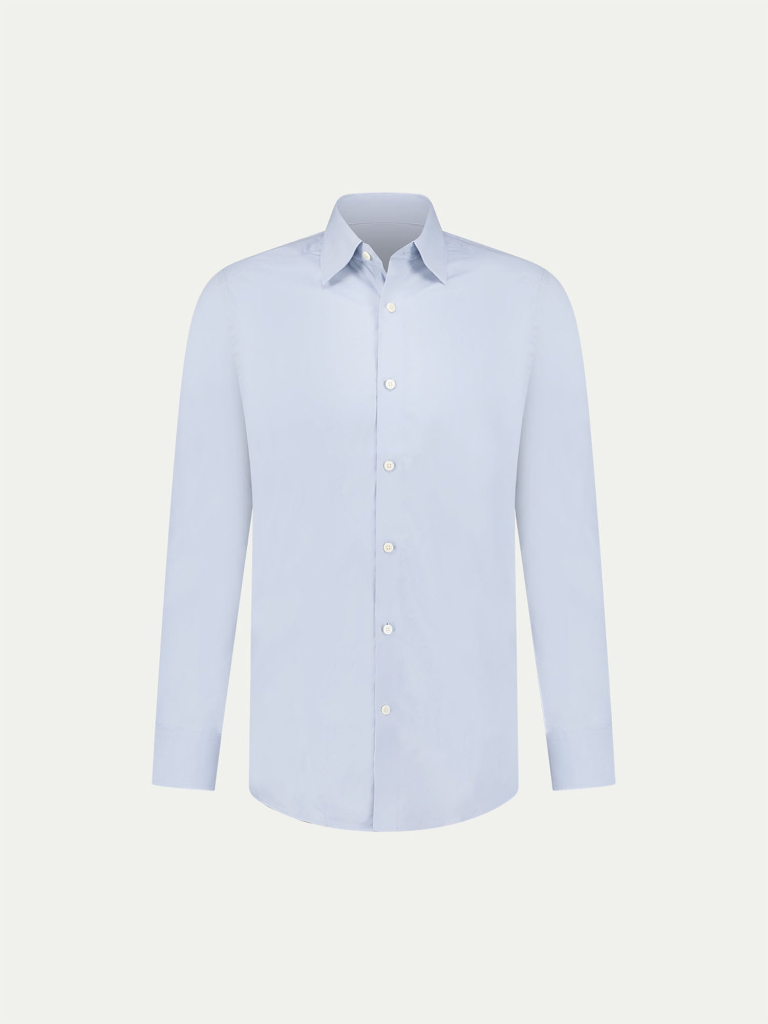 Slim Fit High Collar Cotton Poplin Shirt for Men - Blue Blizzard Color