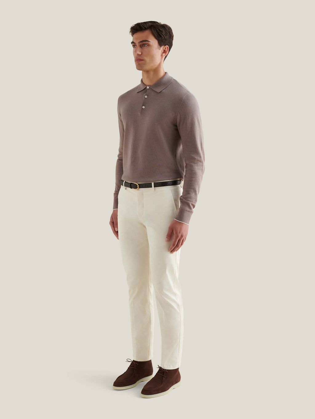 Stretch Cotton Trouser in Egret - Casual Wear for Everyday Comfort