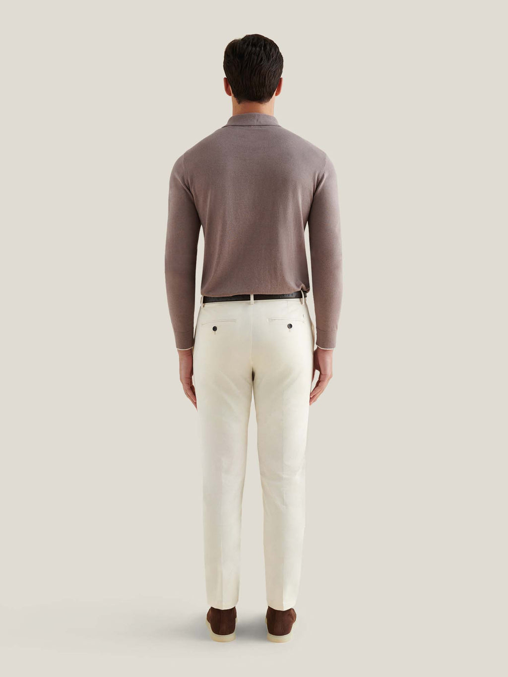 Stretch Cotton Trouser in Egret - Casual Wear for Everyday Comfort