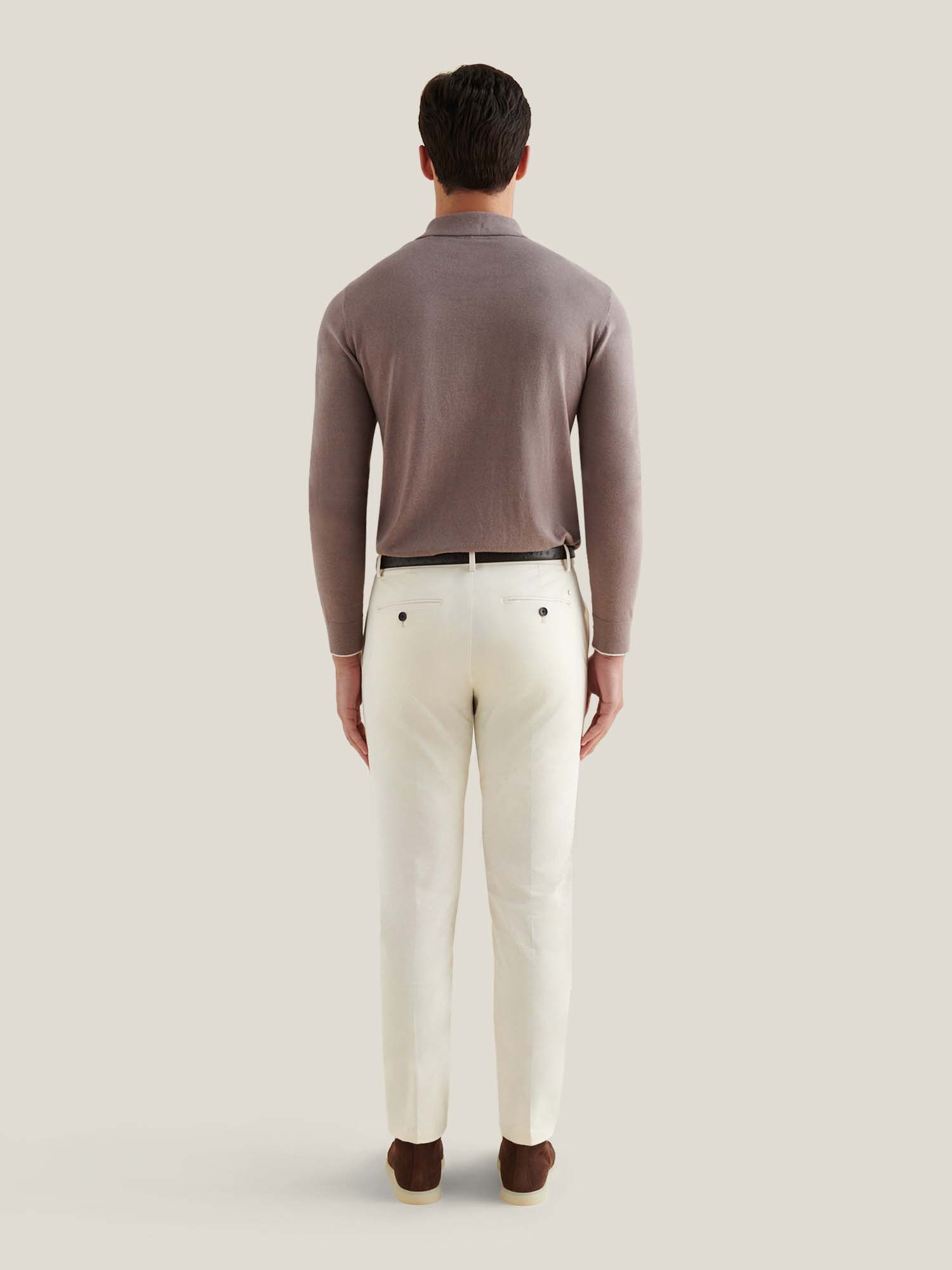 Stretch Cotton Trousers for Men in Egret - Casual Fit, Versatile Style
