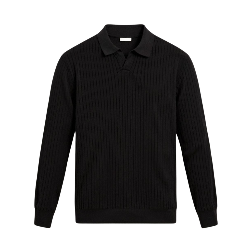 Striped Long Sleeve Polo Shirt for Men - Cotton Blend Casual Wear