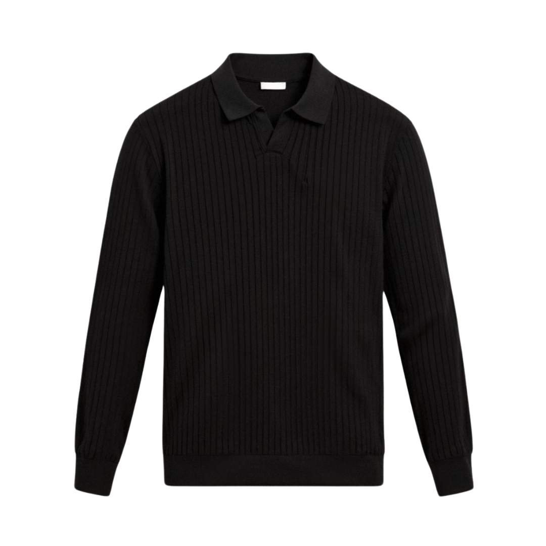 Striped Long Sleeve Polo Shirt for Men - Cotton Blend Casual Wear