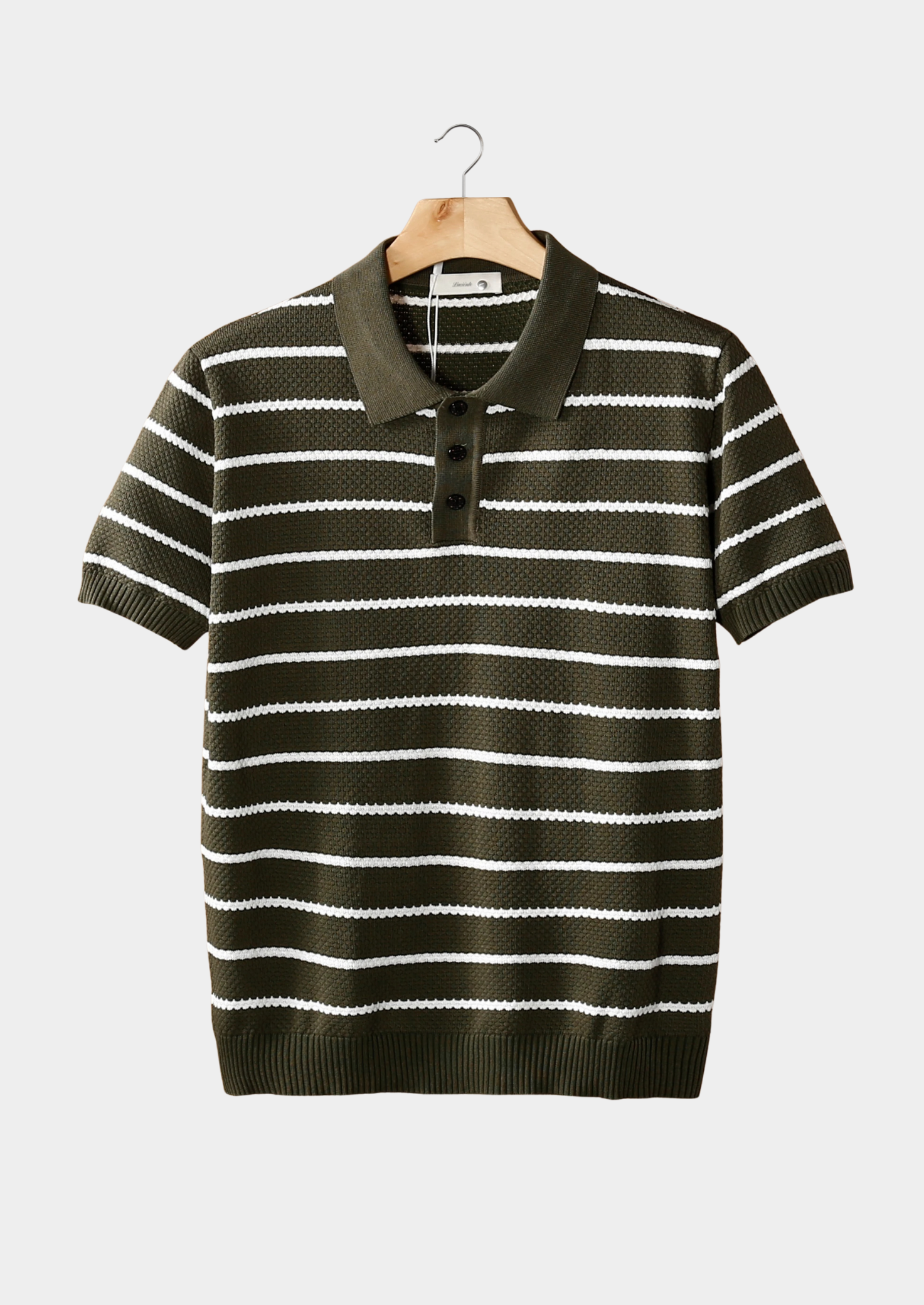 Striped Textured Polo Shirt with Button Closure for Casual Wear