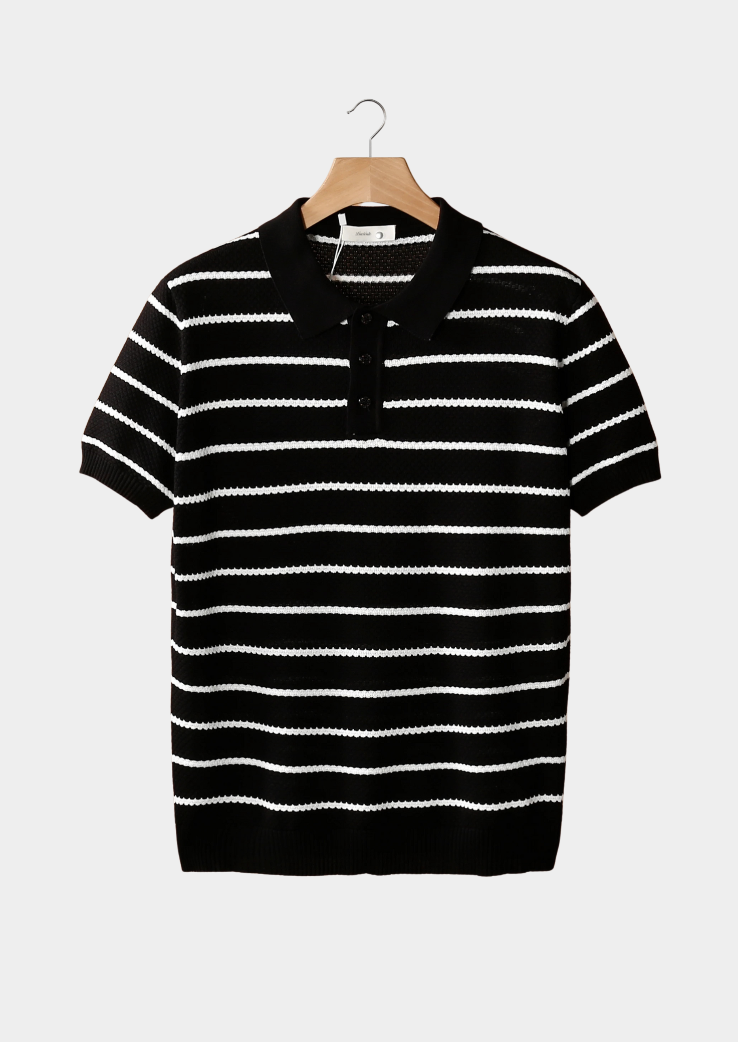 Striped Textured Polo Shirt with Button Closure for Casual Wear