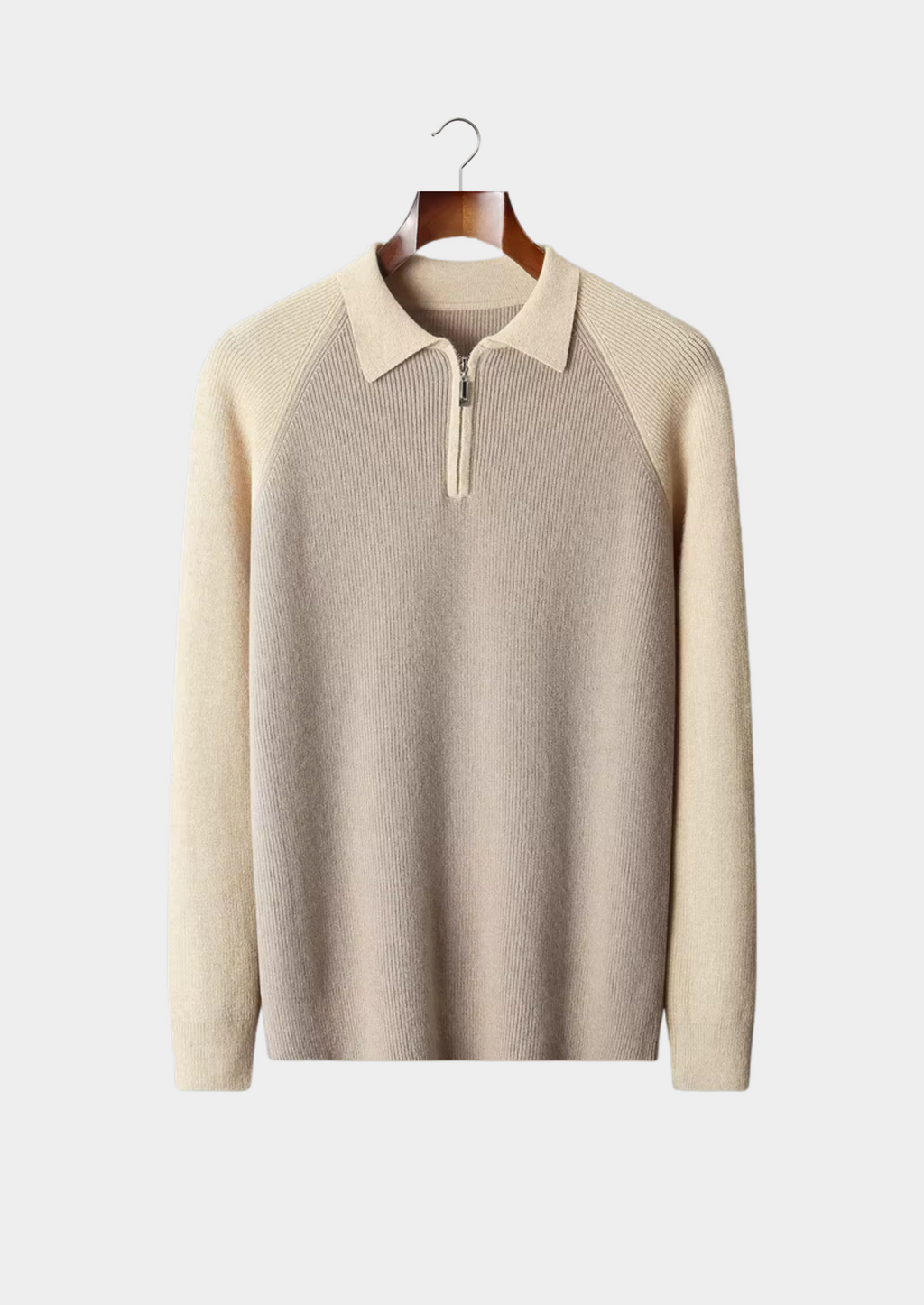 Two-Tone Zipper Sweater Polo for Men - Casual Knit Top for Everyday Wear