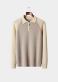 Two-Tone Zipper Sweater Polo for Men - Casual Knit Top for Everyday Wear