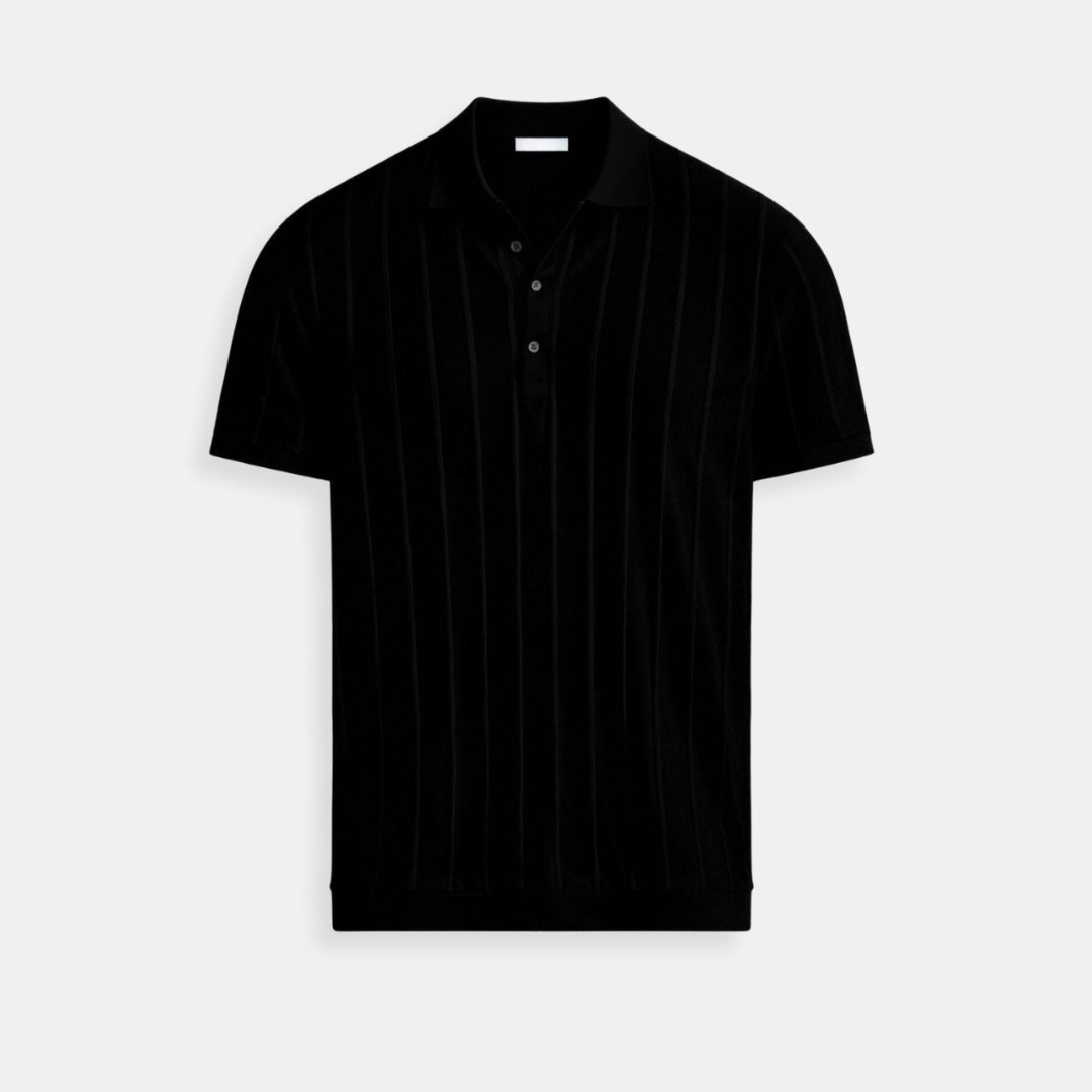 Vertical Striped Cotton Polo Shirt for Casual Wear