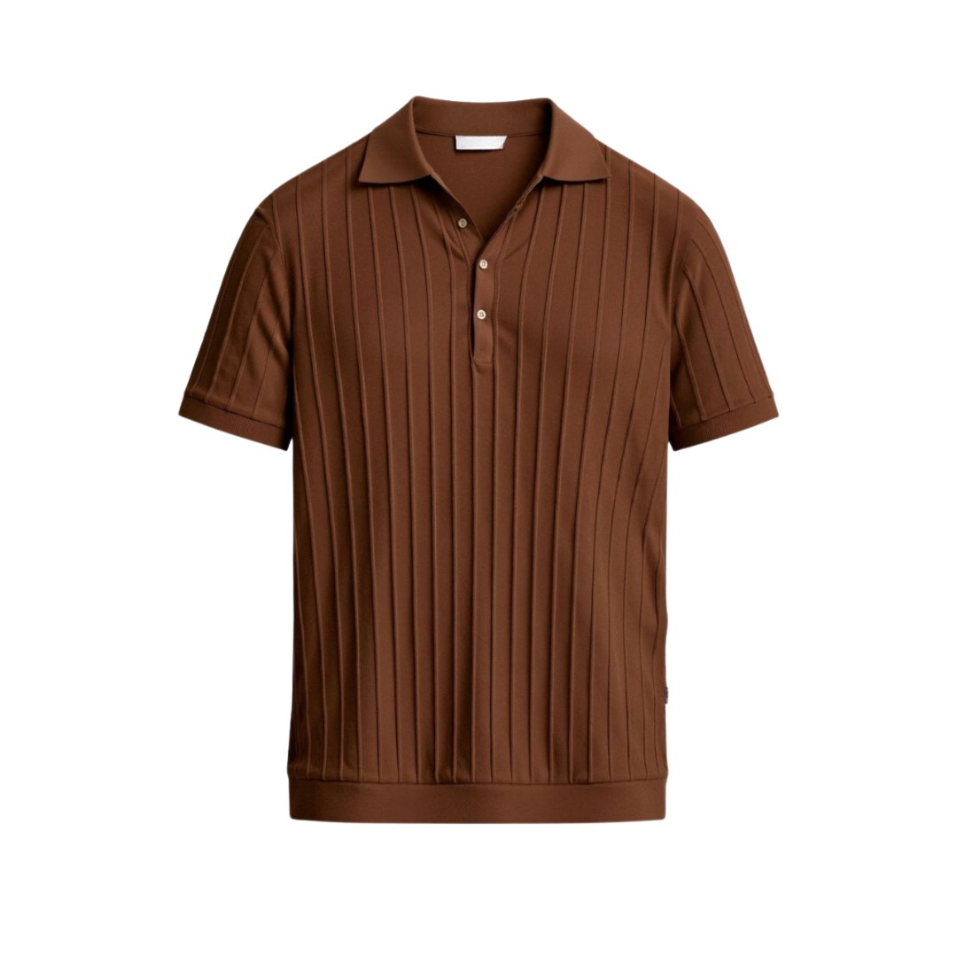 Vertical Striped Cotton Polo Shirt for Casual Wear