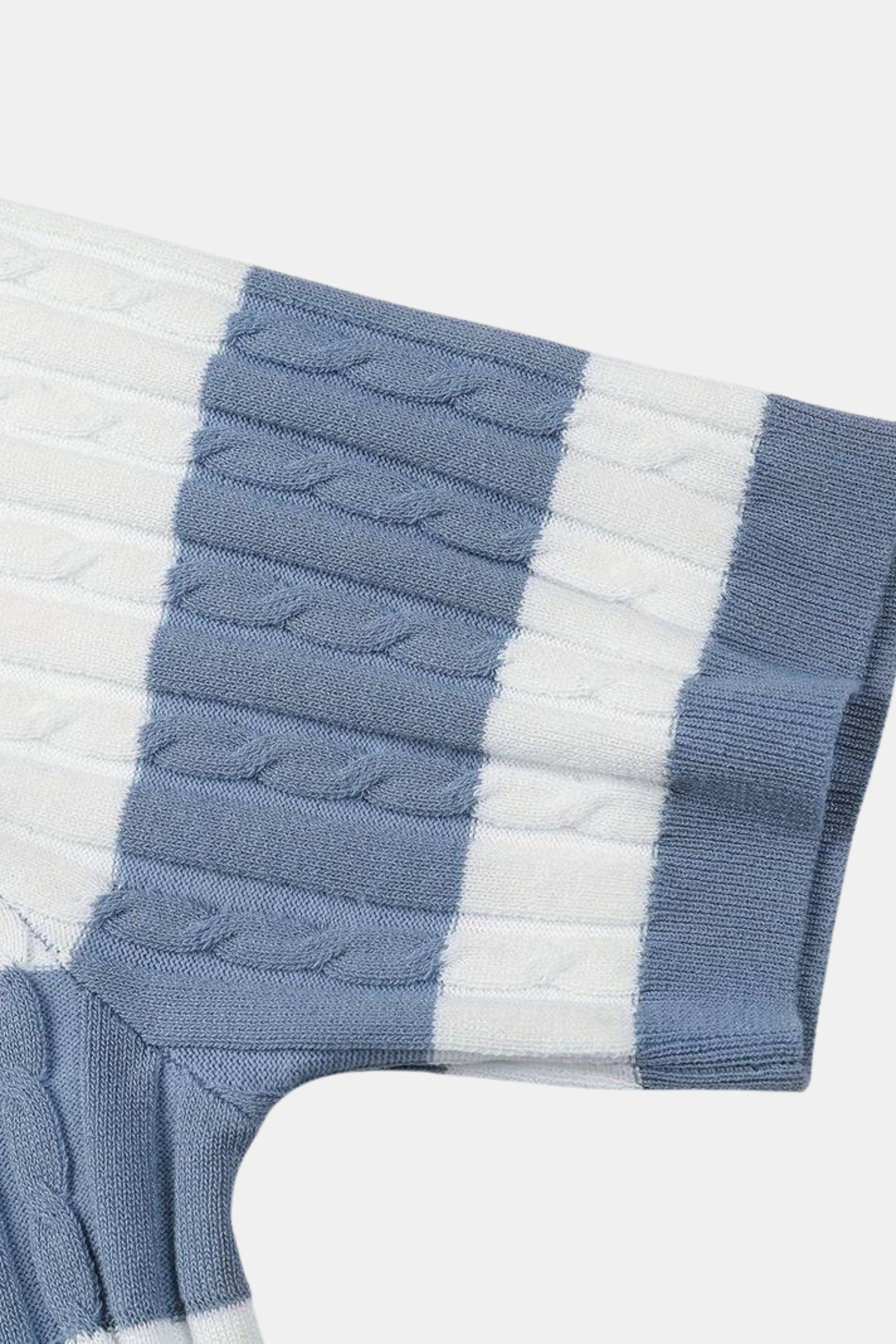 White Stripe Polo Shirt - Cotton Blend - Casual Wear - Men's Apparel