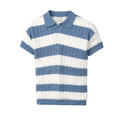 White Stripe Polo Shirt - Cotton Blend - Casual Wear - Men's Apparel