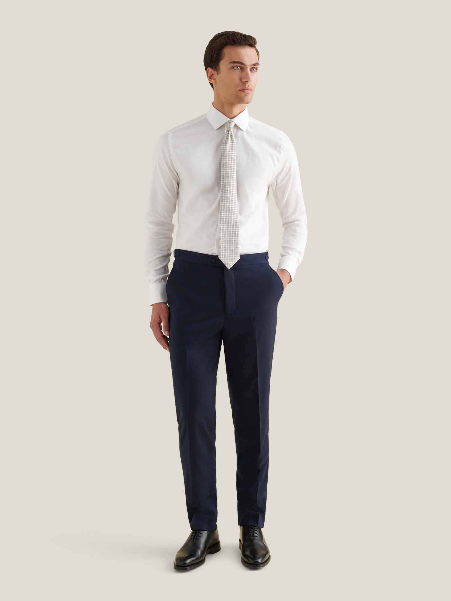 White Twill Dress Shirt for Men - Classic Fit, Formal Wear