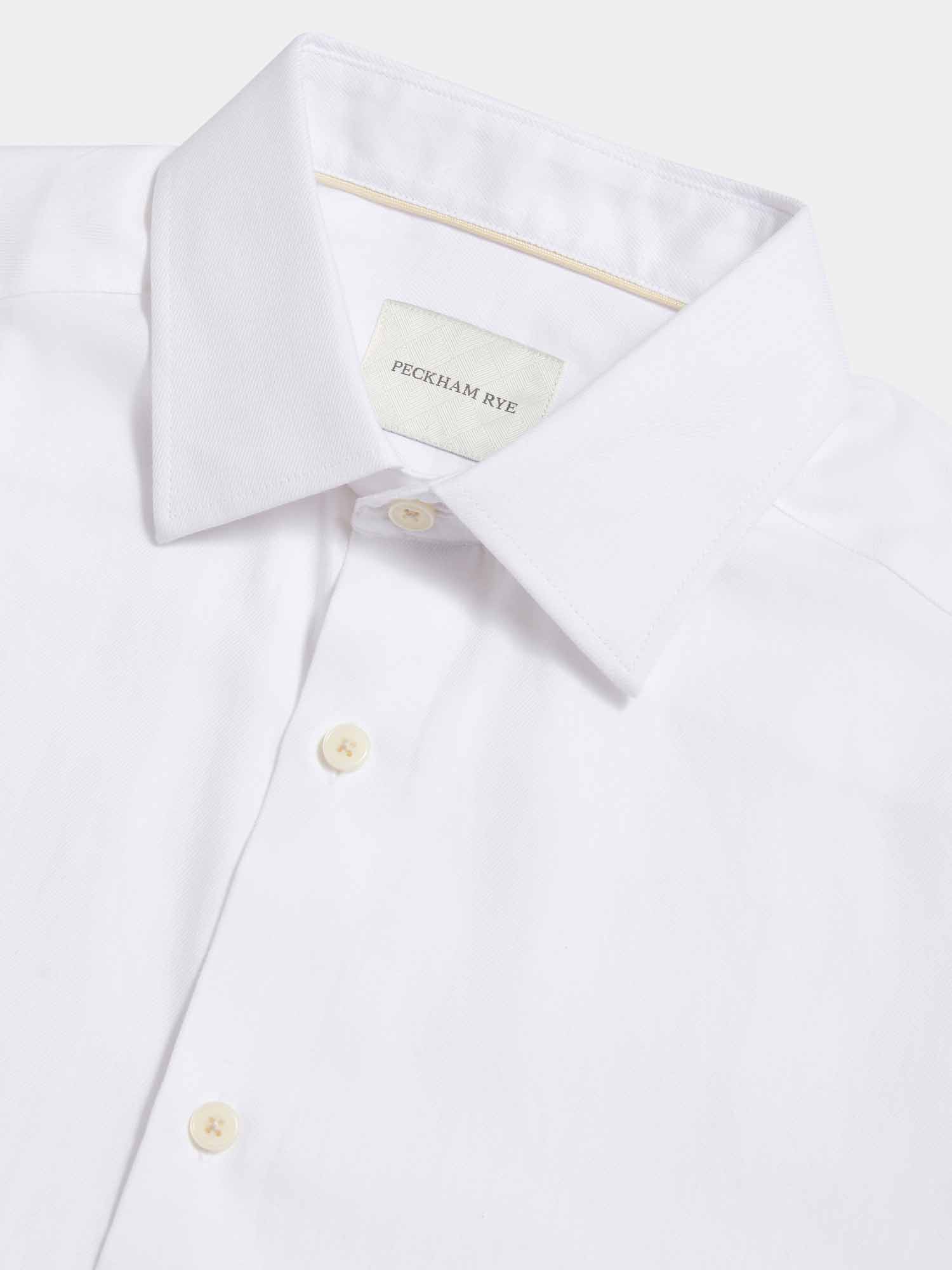 White Twill Dress Shirt for Men - Classic Fit, Formal Wear