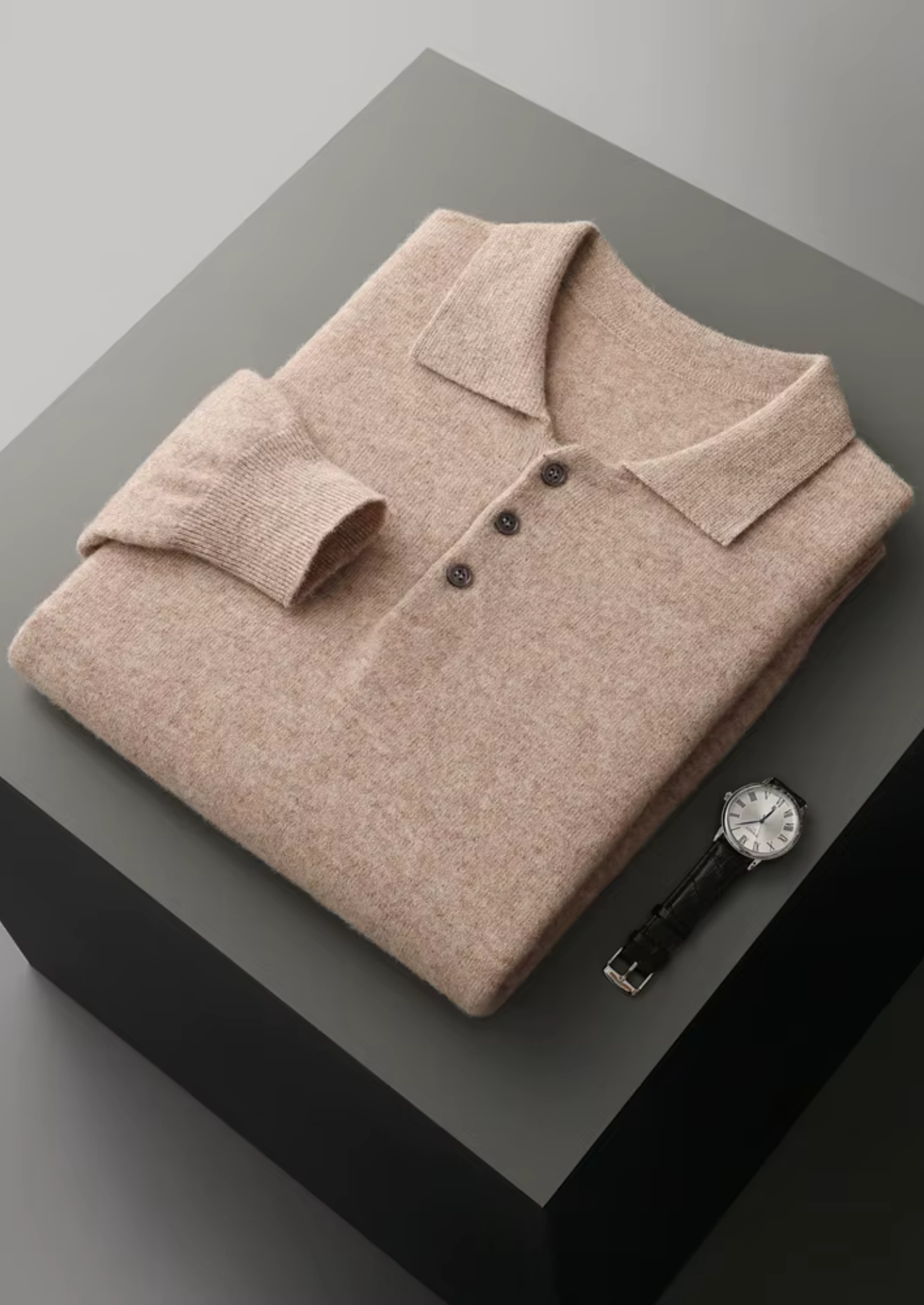 Wool Classic Polo Sweater for Men - Comfortable Knitwear for Casual Wear