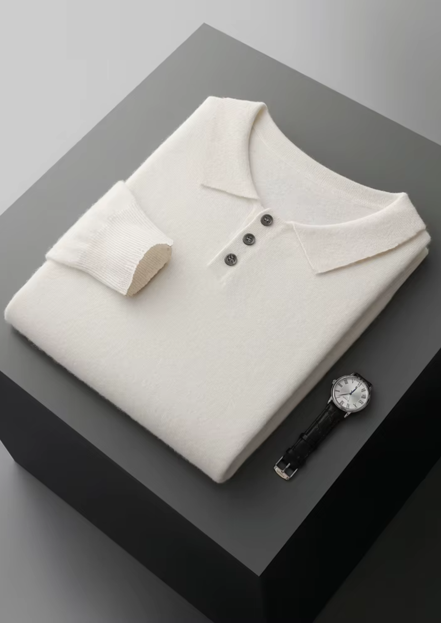 Wool Classic Polo Sweater for Men - Comfortable Knitwear for Casual Wear