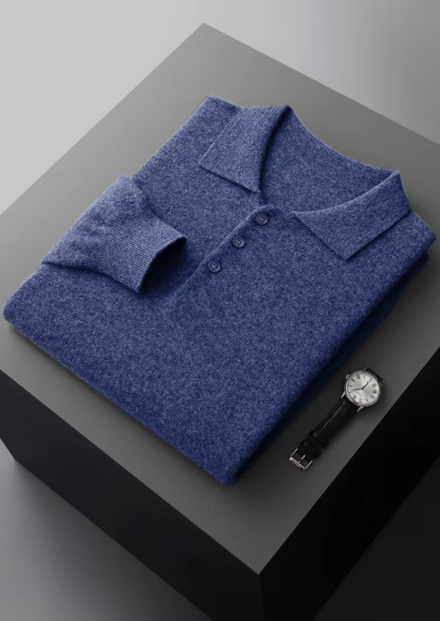 Wool Classic Polo Sweater for Men - Comfortable Knitwear for Casual Wear