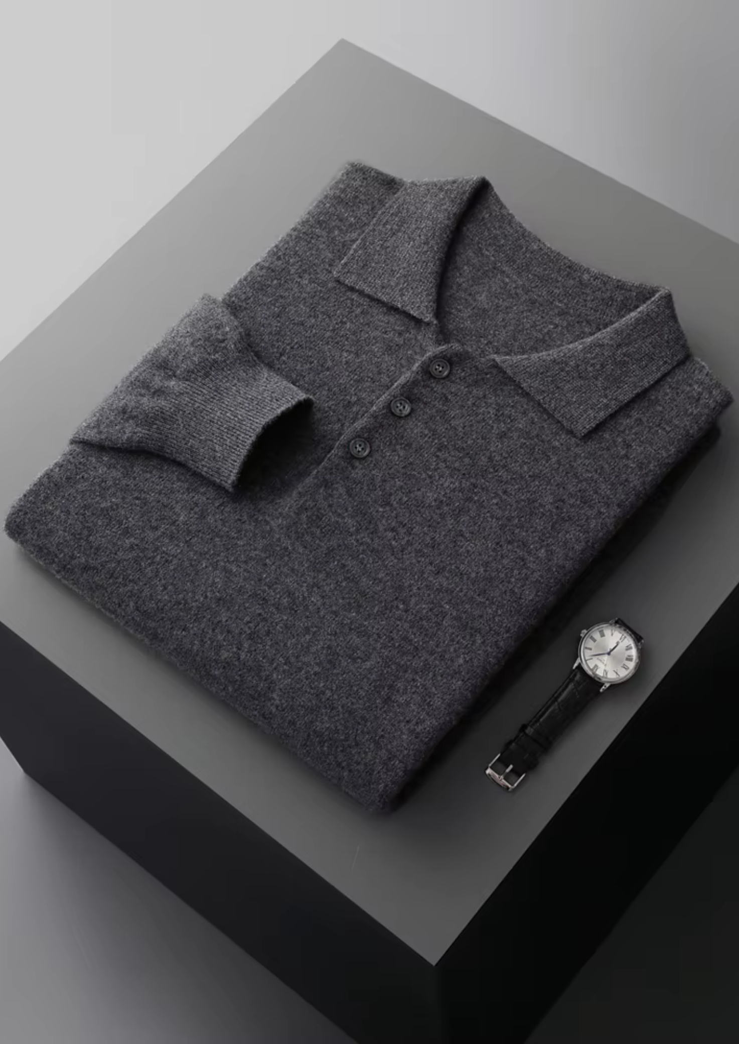 Wool Classic Polo Sweater for Men - Comfortable Knitwear for Casual Wear