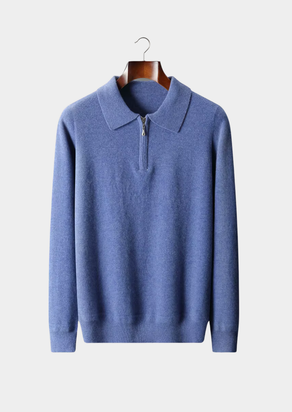 Wool Half Zip Polo Shirt for Men - Casual Lightweight Knit Top