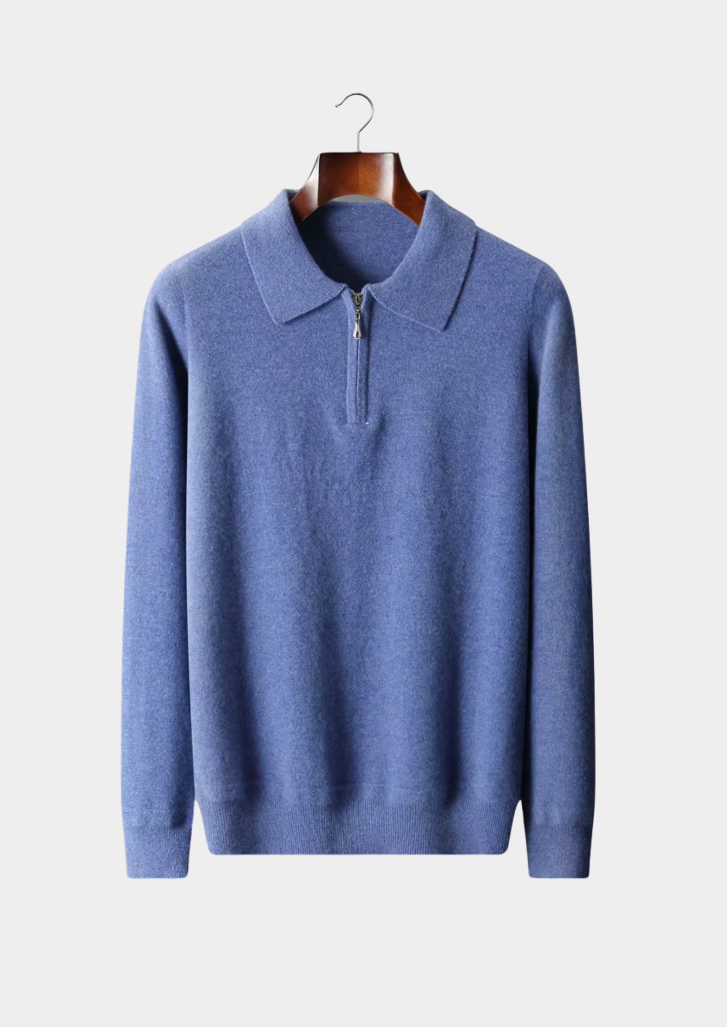 Wool Half Zip Polo Shirt for Men - Casual Lightweight Knit Top