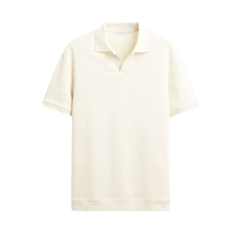 Wool Polo T-Shirt with Textured Structure for Casual Wear