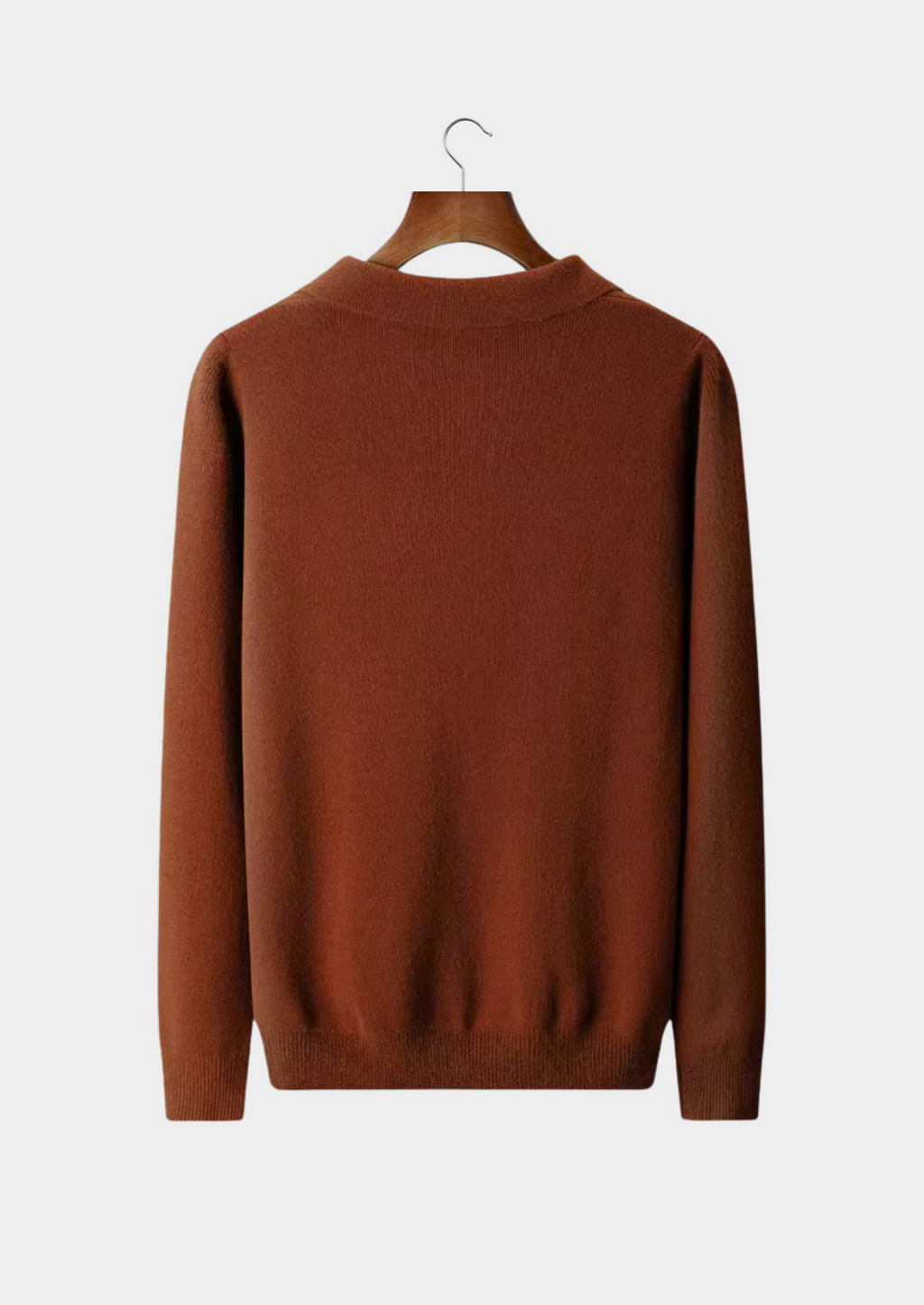 Wool Ribbed Buttonless Polo Shirt for Casual Wear and Layering